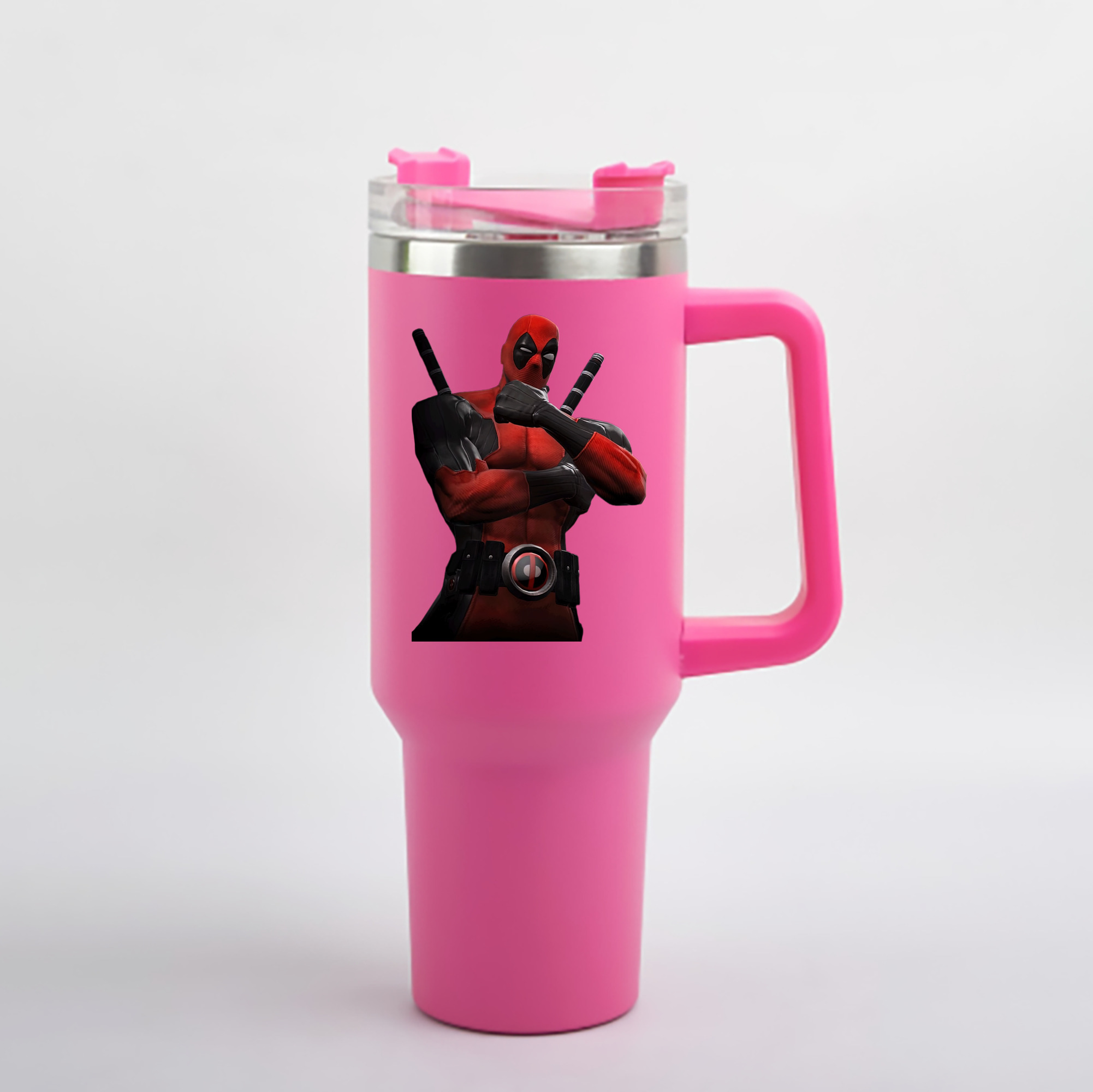 （画像用） Deadpool デッドプール 1200mL車用タンブラー - クリスタルステッカー（プラスチックストロー付き）